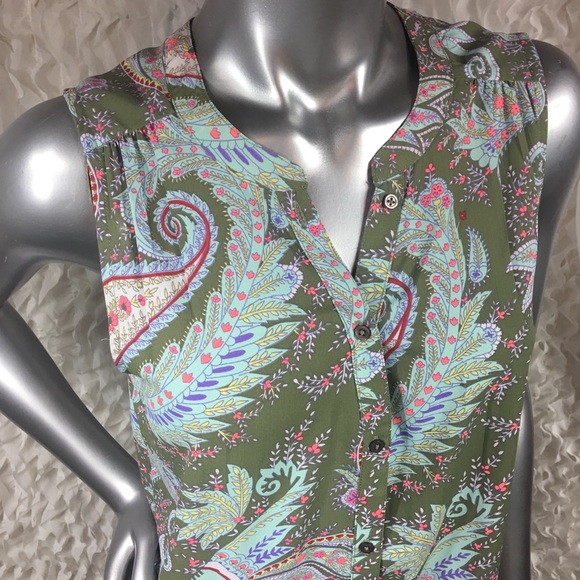 AMERICAN EAGLE | Paisley Print Sleeveless Button Blouse - Picture 3 of 6